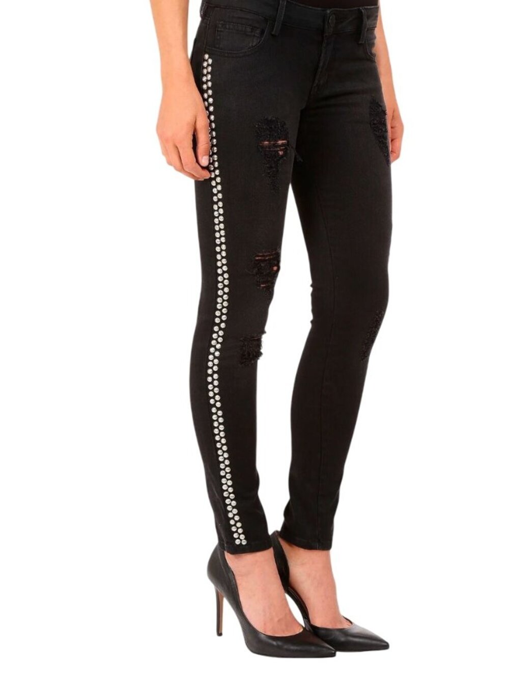 ETIENNE MARCEL Distressed STUDDED Ankle Skinny Jeans LOW RISE Stretch - 26